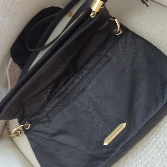 Perlina Genuine Black Leather Convertible Clutch/ Cross Body - Picture 3 of 4